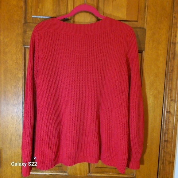 Tommy Hilfiger Red Cable Knit sweater Women's M - Picture 2 of 6
